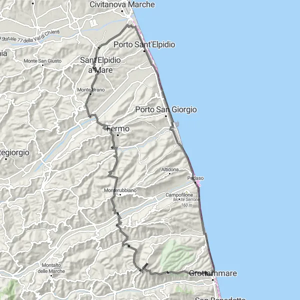 Karten-Miniaturansicht der Radinspiration "Tour de la Meraviglia" in Marche, Italy. Erstellt vom Tarmacs.app-Routenplaner für Radtouren