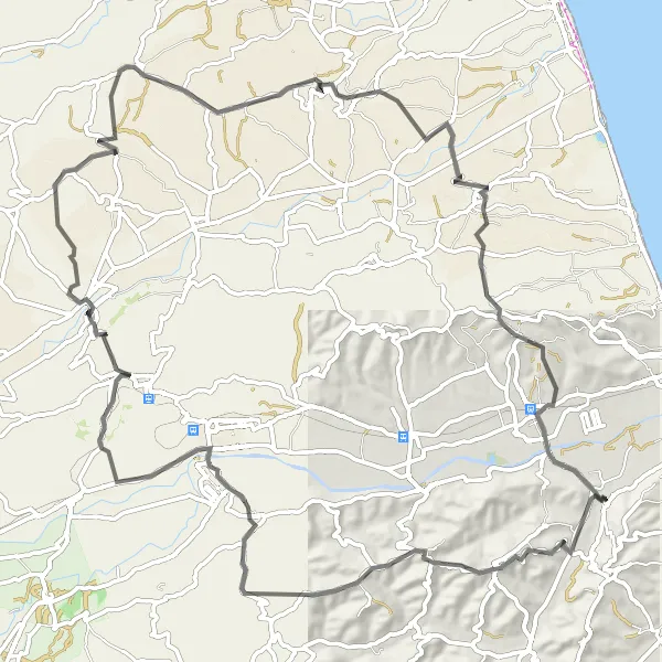 Miniatura della mappa di ispirazione al ciclismo "Avventura in bicicletta tra le Marche" nella regione di Marche, Italy. Generata da Tarmacs.app, pianificatore di rotte ciclistiche