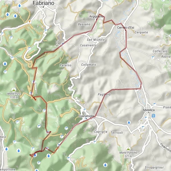 Miniature de la carte de l'inspiration cycliste "Aventure gravel à travers les montagnes de Marche" dans la Marche, Italy. Générée par le planificateur d'itinéraire cycliste Tarmacs.app