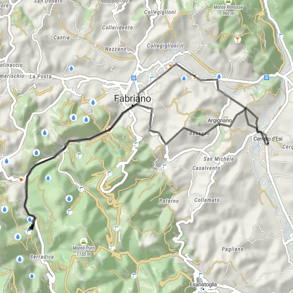 Miniature de la carte de l'inspiration cycliste "La Balade Charmante de Marche" dans la Marche, Italy. Générée par le planificateur d'itinéraire cycliste Tarmacs.app