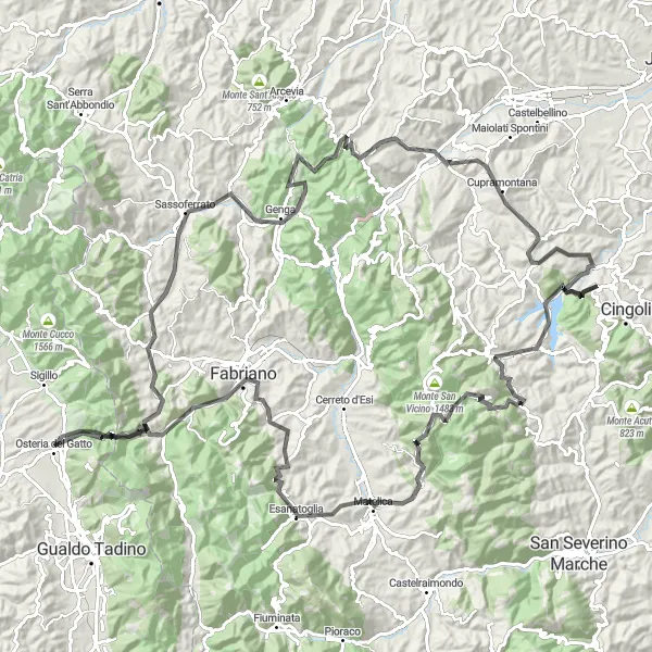 Miniature de la carte de l'inspiration cycliste "L'Exploration Routière de Marche" dans la Marche, Italy. Générée par le planificateur d'itinéraire cycliste Tarmacs.app
