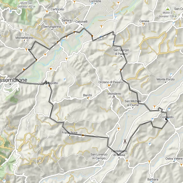 Miniatuurkaart van de fietsinspiratie "Historische Route door Marche" in Marche, Italy. Gemaakt door de Tarmacs.app fietsrouteplanner