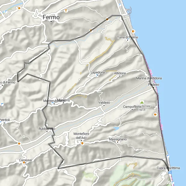 Karten-Miniaturansicht der Radinspiration "Die Panoramablick-Runde" in Marche, Italy. Erstellt vom Tarmacs.app-Routenplaner für Radtouren