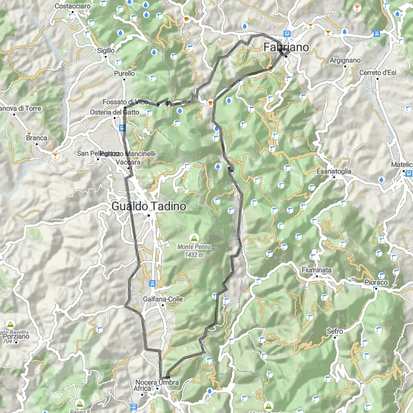 Karten-Miniaturansicht der Radinspiration "Passo del Termine Rundfahrt" in Marche, Italy. Erstellt vom Tarmacs.app-Routenplaner für Radtouren