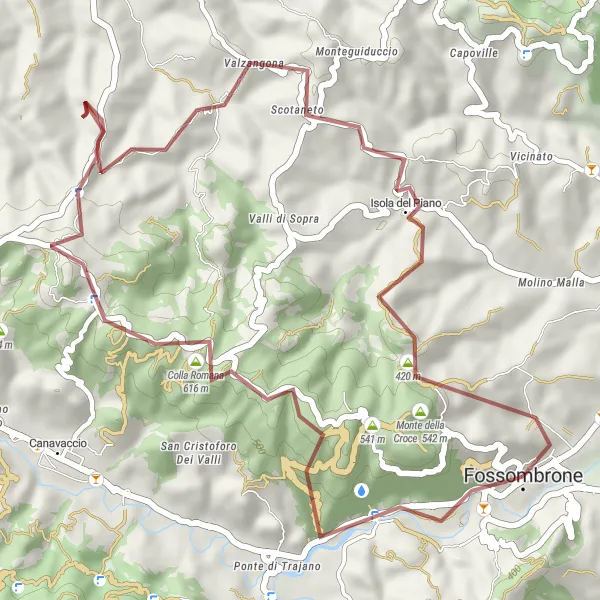 Karten-Miniaturansicht der Radinspiration "Entdecke die Schönheit von Fossombrone und Umgebung" in Marche, Italy. Erstellt vom Tarmacs.app-Routenplaner für Radtouren