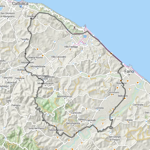 Karten-Miniaturansicht der Radinspiration "Küstenabenteuer" in Marche, Italy. Erstellt vom Tarmacs.app-Routenplaner für Radtouren
