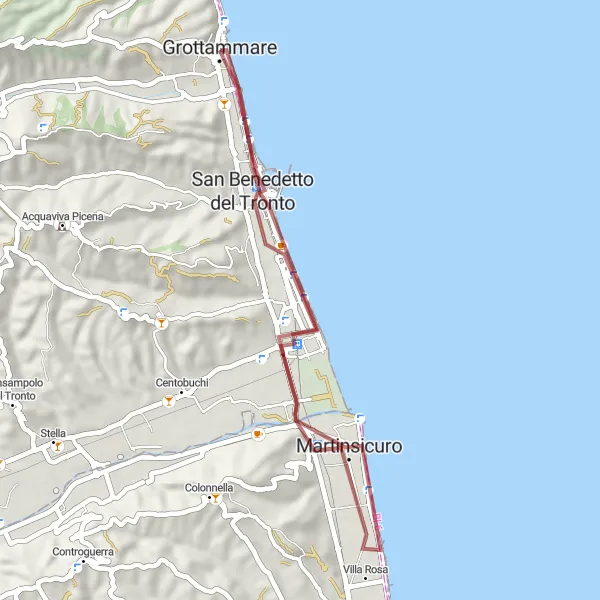 Map miniature of "Grottammare - San Benedetto del Tronto" cycling inspiration in Marche, Italy. Generated by Tarmacs.app cycling route planner