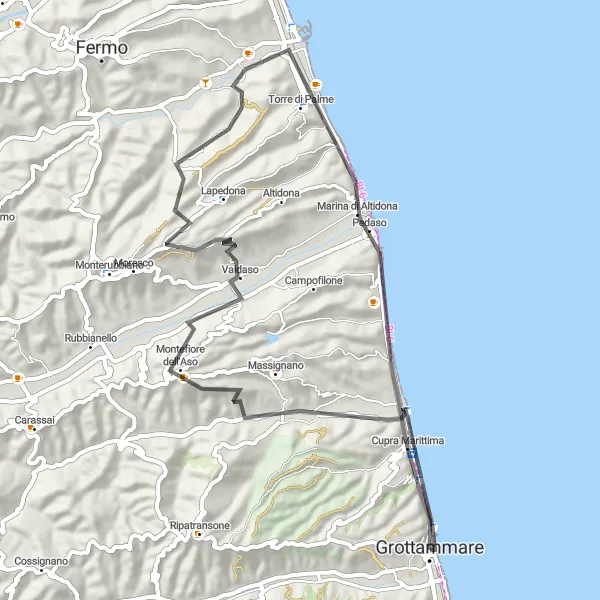 Miniatura mapy "Trasa wokół Grottammare i Aso II" - trasy rowerowej w Marche, Italy. Wygenerowane przez planer tras rowerowych Tarmacs.app