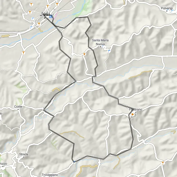 Miniatura mapy "Trasa Ponte Musone" - trasy rowerowej w Marche, Italy. Wygenerowane przez planer tras rowerowych Tarmacs.app