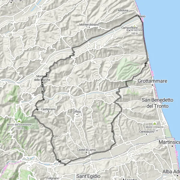 Karten-Miniaturansicht der Radinspiration "Herrliche Küstenfahrt" in Marche, Italy. Erstellt vom Tarmacs.app-Routenplaner für Radtouren