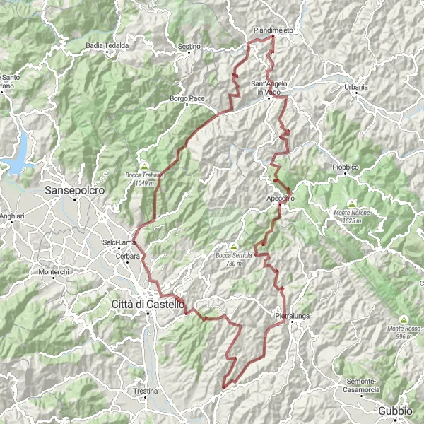Karten-Miniaturansicht der Radinspiration "Gravel-Abenteuer durch die Marken" in Marche, Italy. Erstellt vom Tarmacs.app-Routenplaner für Radtouren