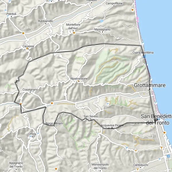 Miniatura mapy "Przejażdżka po wybrzeżu Marche" - trasy rowerowej w Marche, Italy. Wygenerowane przez planer tras rowerowych Tarmacs.app