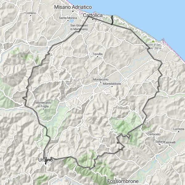Miniatura della mappa di ispirazione al ciclismo "Vista del Mare" nella regione di Marche, Italy. Generata da Tarmacs.app, pianificatore di rotte ciclistiche