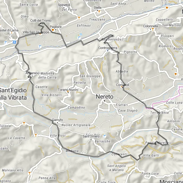Miniatura della mappa di ispirazione al ciclismo "Tra le colline di Corropoli" nella regione di Marche, Italy. Generata da Tarmacs.app, pianificatore di rotte ciclistiche