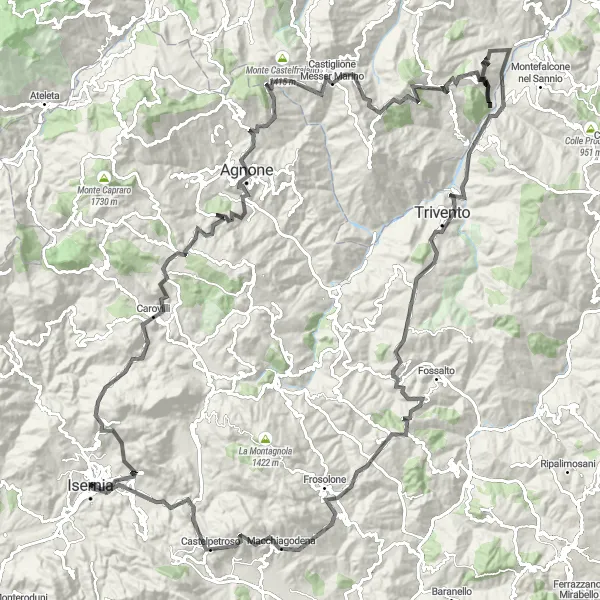 Map miniature of "Molise Magic Loop" cycling inspiration in Molise, Italy. Generated by Tarmacs.app cycling route planner