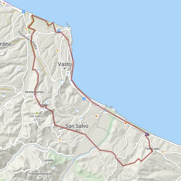 Miniatura della mappa di ispirazione al ciclismo "Avventura in mtb tra natura e storia" nella regione di Molise, Italy. Generata da Tarmacs.app, pianificatore di rotte ciclistiche