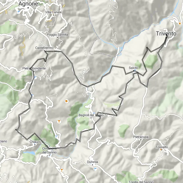 Map miniature of "Scenic Molise Ride" cycling inspiration in Molise, Italy. Generated by Tarmacs.app cycling route planner