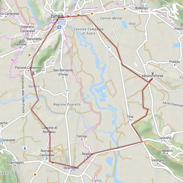 Map miniature of "The Gravel Adventure" cycling inspiration in Piemonte, Italy. Generated by Tarmacs.app cycling route planner