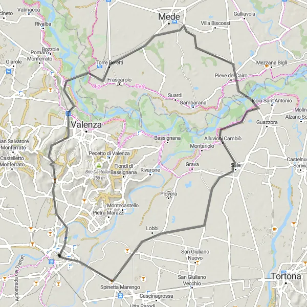 Zemljevid v pomanjšavi "Valmadonna Circuit" kolesarske inspiracije v Piemonte, Italy. Generirano z načrtovalcem kolesarskih poti Tarmacs.app