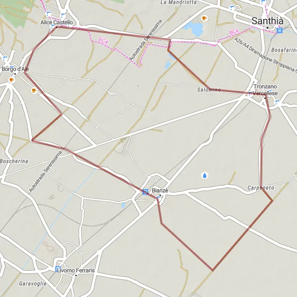 Miniatura mapy "Trasa rowerowa wokół Alice Castello" - trasy rowerowej w Piemonte, Italy. Wygenerowane przez planer tras rowerowych Tarmacs.app