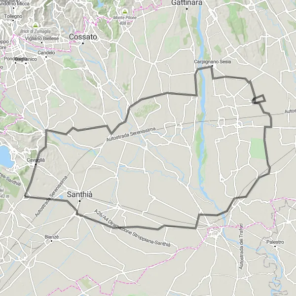 Miniature de la carte de l'inspiration cycliste "Tour des Châteaux" dans la Piemonte, Italy. Générée par le planificateur d'itinéraire cycliste Tarmacs.app