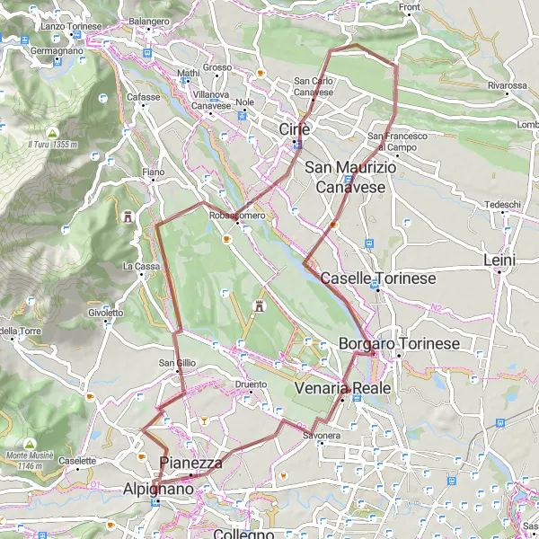 Map miniature of "Colverso Gravel Adventure" cycling inspiration in Piemonte, Italy. Generated by Tarmacs.app cycling route planner