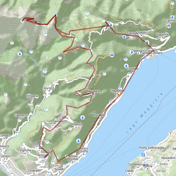 Karten-Miniaturansicht der Radinspiration "Gravel-Abenteuer um den Lago Maggiore" in Piemonte, Italy. Erstellt vom Tarmacs.app-Routenplaner für Radtouren