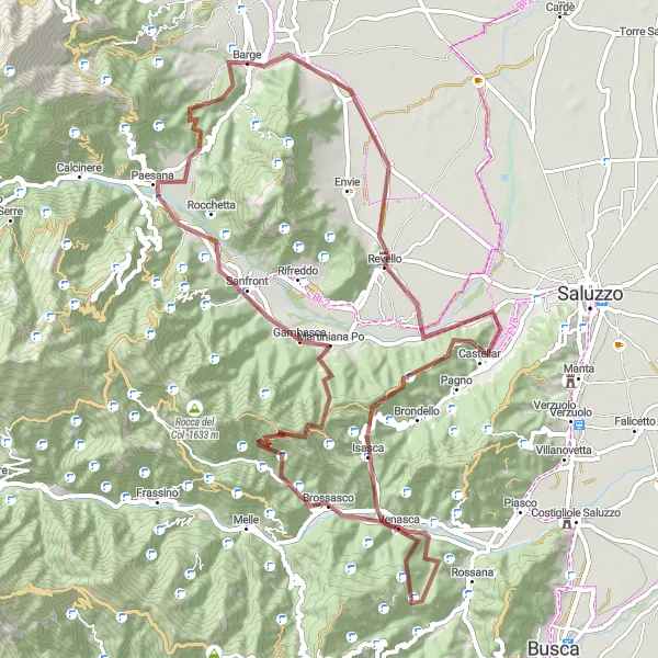 Miniature de la carte de l'inspiration cycliste "Défi Gravel en Montagne" dans la Piemonte, Italy. Générée par le planificateur d'itinéraire cycliste Tarmacs.app