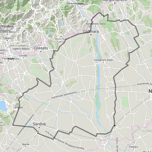 Miniature de la carte de l'inspiration cycliste "Itinéraire Épique du Piémont" dans la Piemonte, Italy. Générée par le planificateur d'itinéraire cycliste Tarmacs.app