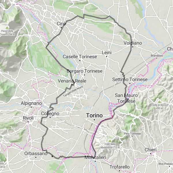 Miniaturní mapa "Okružní cyklistická trasa kolem Borgo Melano" inspirace pro cyklisty v oblasti Piemonte, Italy. Vytvořeno pomocí plánovače tras Tarmacs.app