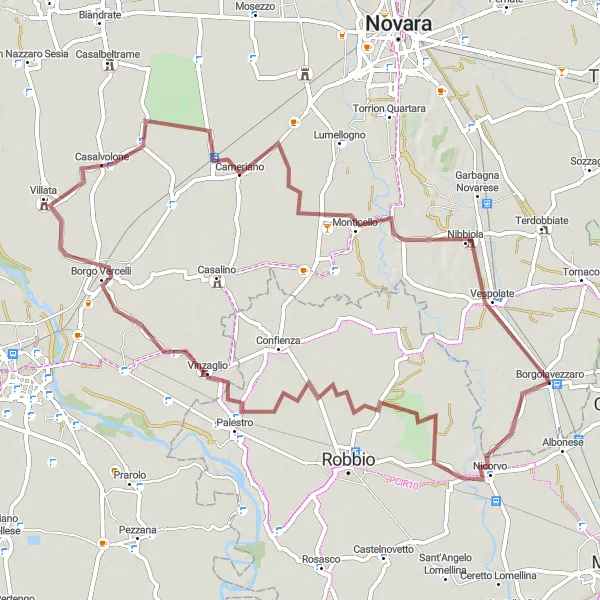 Miniatura mapy "Trasa Gravelowa z Borgolavezzaro" - trasy rowerowej w Piemonte, Italy. Wygenerowane przez planer tras rowerowych Tarmacs.app
