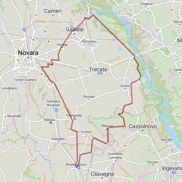 Miniaturní mapa "Trasa Olengo-Vignarello" inspirace pro cyklisty v oblasti Piemonte, Italy. Vytvořeno pomocí plánovače tras Tarmacs.app