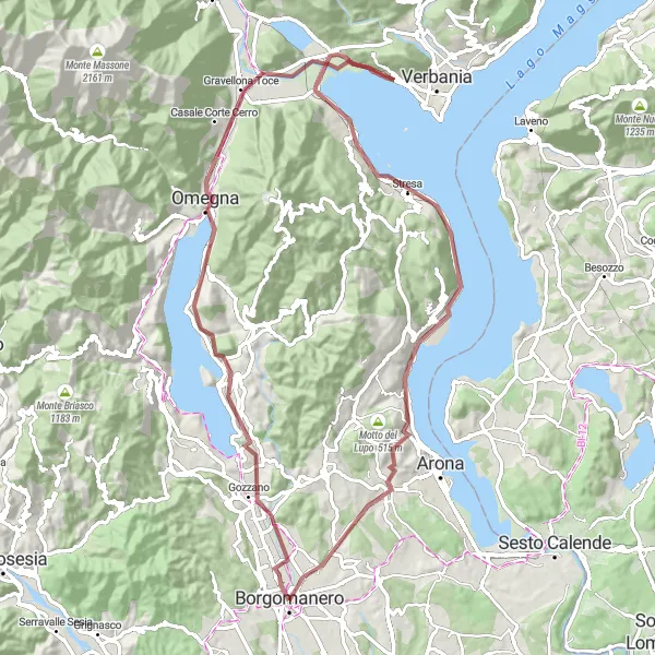 Karten-Miniaturansicht der Radinspiration "Der Panoramablick entlang des Lago Maggiore" in Piemonte, Italy. Erstellt vom Tarmacs.app-Routenplaner für Radtouren
