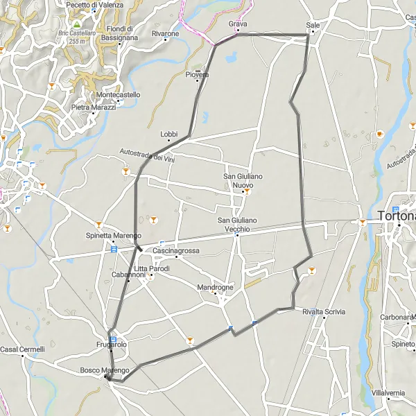 Miniatura della mappa di ispirazione al ciclismo "Giro in bicicletta verso Pollastra" nella regione di Piemonte, Italy. Generata da Tarmacs.app, pianificatore di rotte ciclistiche