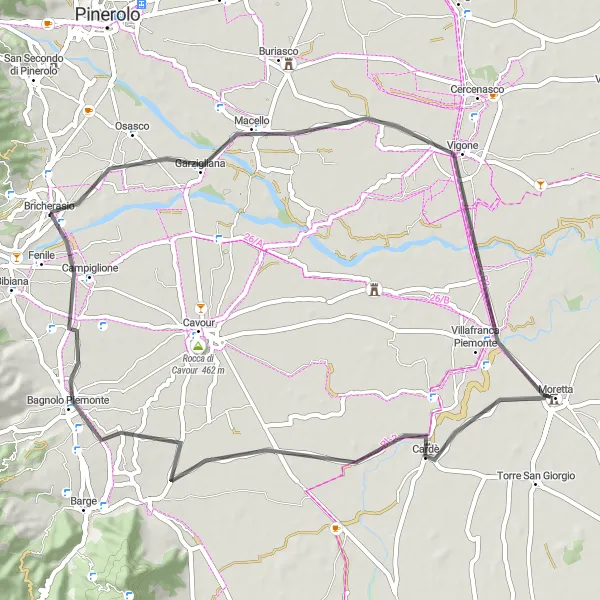 Miniaturní mapa "Road Route Collection" inspirace pro cyklisty v oblasti Piemonte, Italy. Vytvořeno pomocí plánovače tras Tarmacs.app