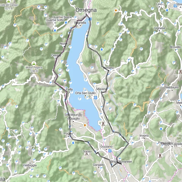 Miniaturní mapa "Road Trasa do Monte Zuoli" inspirace pro cyklisty v oblasti Piemonte, Italy. Vytvořeno pomocí plánovače tras Tarmacs.app