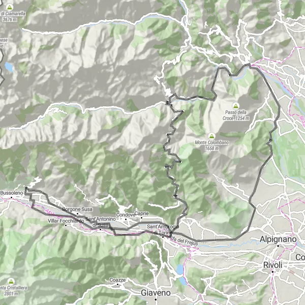 Miniatura della mappa di ispirazione al ciclismo "Tour tra le colline" nella regione di Piemonte, Italy. Generata da Tarmacs.app, pianificatore di rotte ciclistiche