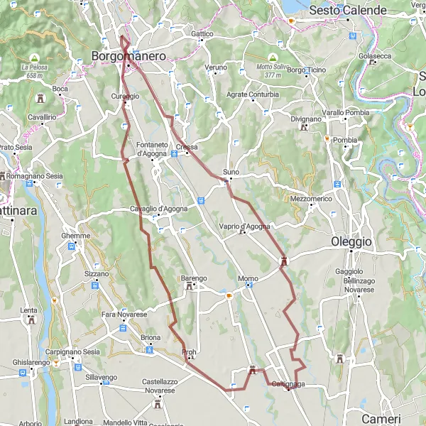 Miniaturní mapa "Gravelový okruh přes Marzalesco" inspirace pro cyklisty v oblasti Piemonte, Italy. Vytvořeno pomocí plánovače tras Tarmacs.app