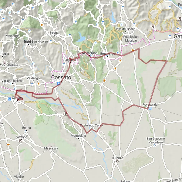 Karten-Miniaturansicht der Radinspiration "Abenteuerliche Gravel-Tour durchs Piemont" in Piemonte, Italy. Erstellt vom Tarmacs.app-Routenplaner für Radtouren