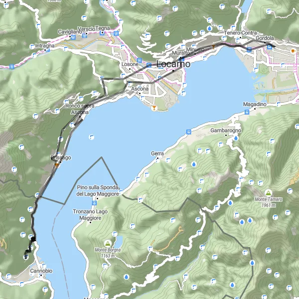 Miniaturní mapa "Trasa kolem Sacro Monte di Brissago" inspirace pro cyklisty v oblasti Piemonte, Italy. Vytvořeno pomocí plánovače tras Tarmacs.app