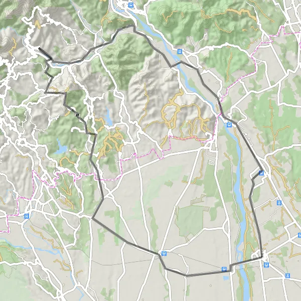 Miniatua del mapa de inspiración ciclista "Ruta de Ciclismo de Carretera hacia Carpignano Sesia" en Piemonte, Italy. Generado por Tarmacs.app planificador de rutas ciclistas