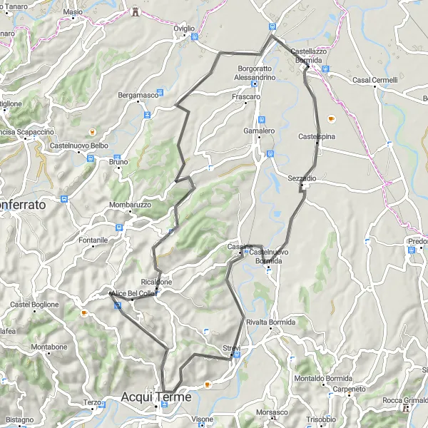 Miniatuurkaart van de fietsinspiratie "Ontdek de heuvels van Piemonte" in Piemonte, Italy. Gemaakt door de Tarmacs.app fietsrouteplanner