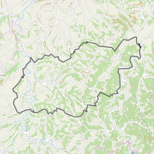Miniature de la carte de l'inspiration cycliste "Tour de Torre Bormida et Murazzano" dans la Piemonte, Italy. Générée par le planificateur d'itinéraire cycliste Tarmacs.app