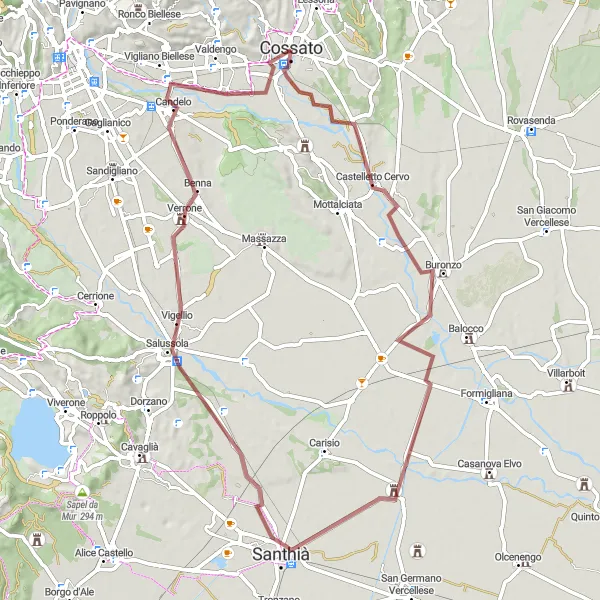 Miniatuurkaart van de fietsinspiratie "Ontdek de verborgen schatten van Piemonte" in Piemonte, Italy. Gemaakt door de Tarmacs.app fietsrouteplanner