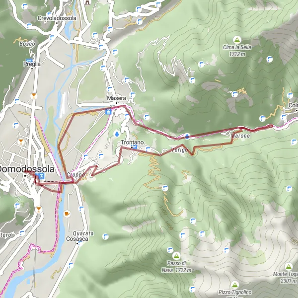 Miniatura della mappa di ispirazione al ciclismo "All'avventura tra i Boschi" nella regione di Piemonte, Italy. Generata da Tarmacs.app, pianificatore di rotte ciclistiche