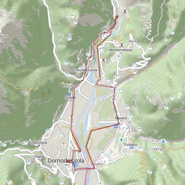 Miniaturní mapa "Gravelová výprava kolem Domodossoly" inspirace pro cyklisty v oblasti Piemonte, Italy. Vytvořeno pomocí plánovače tras Tarmacs.app