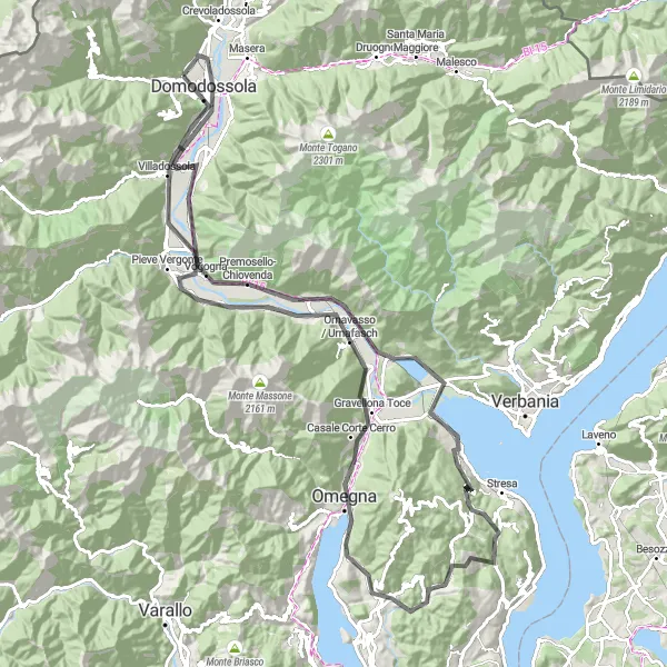 Kartminiatyr av "Sykkeltur fra Domodossola til Cisore" sykkelinspirasjon i Piemonte, Italy. Generert av Tarmacs.app sykkelrutoplanlegger