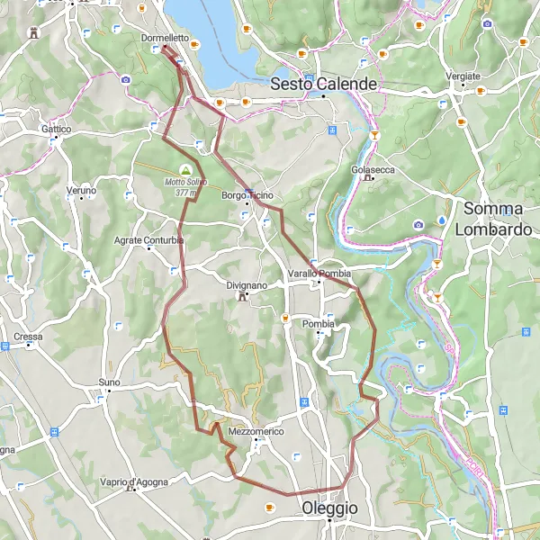 Miniatuurkaart van de fietsinspiratie "Avontuurlijk Gravelplezier" in Piemonte, Italy. Gemaakt door de Tarmacs.app fietsrouteplanner