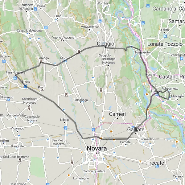 Miniatura mapy "Wycieczka rowerowa z Fara Novarese" - trasy rowerowej w Piemonte, Italy. Wygenerowane przez planer tras rowerowych Tarmacs.app