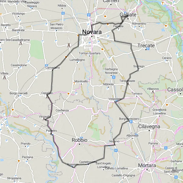 Miniature de la carte de l'inspiration cycliste "Balade au Coeur de la Campagne" dans la Piemonte, Italy. Générée par le planificateur d'itinéraire cycliste Tarmacs.app